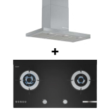 (BUNDLE) BOSCH DWB97CM50B 6 Wall-Mounted Cooker Hood (90cm) + BOSCH PMD82D31AF(PUB) Tempered glass Gas hob (78cm)
